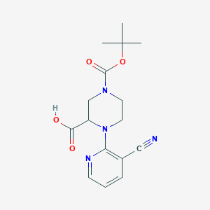 molecular formula C16H20N4O4 B7896884 4-(Tert-butoxycarbonyl)-1-(3-cyanopyridin-2-yl)piperazine-2-carboxylic acid 