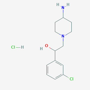 molecular formula C13H20Cl2N2O B7896925 2-(4-Amino-piperidin-1-yl)-1-(3-chloro-phenyl)-ethanol hydrochloride 