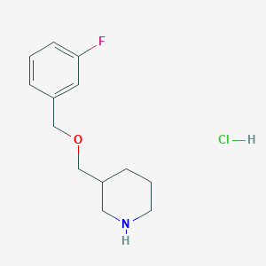 molecular formula C13H19ClFNO B7897011 3-(3-Fluoro-benzyloxymethyl)-piperidine hydrochloride 