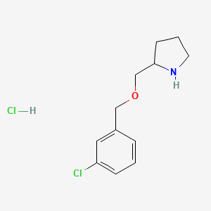molecular formula C12H17Cl2NO B7897070 2-(3-Chloro-benzyloxymethyl)-pyrrolidine hydrochloride 