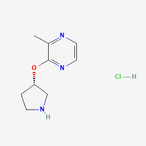 molecular formula C9H14ClN3O B7897110 2-Methyl-3-((S)-pyrrolidin-3-yloxy)-pyrazine hydrochloride 