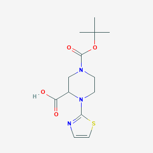 molecular formula C13H19N3O4S B7897194 4-(tert-Butoxycarbonyl)-1-(thiazol-2-yl)piperazine-2-carboxylic acid 