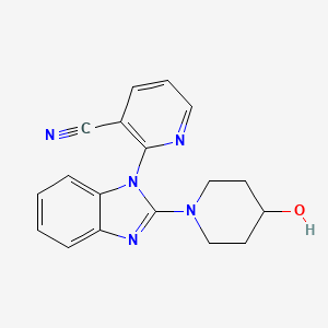 molecular formula C18H17N5O B7897382 2-(2-(4-hydroxypiperidin-1-yl)-1H-benzo[d]imidazol-1-yl)nicotinonitrile 