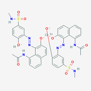 molecular formula C38H33CrN8O10S2 B078974 Hydrogen bis(N-(7-hydroxy-8-((2-hydroxy-5-((methylamino)sulphonyl)phenyl)azo)-1-naphthyl)acetamidato(2-))chromate(1-) CAS No. 12218-95-0