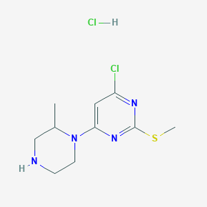 molecular formula C10H16Cl2N4S B7897437 4-Chloro-6-(2-methyl-piperazin-1-yl)-2-methylsulfanyl-pyrimidine hydrochloride 