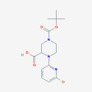 molecular formula C15H20BrN3O4 B7897527 1-(6-Bromopyridin-2-yl)-4-(tert-butoxycarbonyl)piperazine-2-carboxylic acid 
