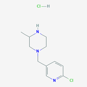 molecular formula C11H17Cl2N3 B7897574 1-((6-Chloropyridin-3-yl)methyl)-3-methylpiperazine hydrochloride 