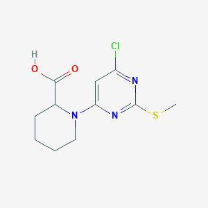 molecular formula C11H14ClN3O2S B7897582 1-(6-Chloro-2-methylsulfanyl-pyrimidin-4-yl)-piperidine-2-carboxylic acid 