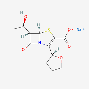 molecular formula C12H14NNaO5S B7897665 sodium;(5R,6S)-6-[(1R)-1-hydroxyethyl]-7-oxo-2-[(2R)-oxolan-2-yl]-4-thia-1-azabicyclo[3.2.0]hept-2-ene-3-carboxylate 