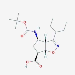 molecular formula C17H28N2O5 B7897692 (3aR,4R,6S,6aS)-4-[(2-methylpropan-2-yl)oxycarbonylamino]-3-pentan-3-yl-4,5,6,6a-tetrahydro-3aH-cyclopenta[d][1,2]oxazole-6-carboxylic acid 