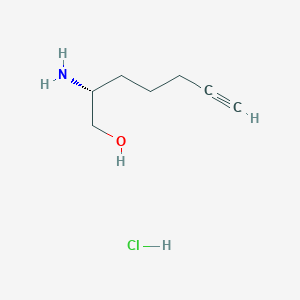 molecular formula C7H14ClNO B7897752 (2R)-2-aminohept-6-yn-1-ol;hydrochloride 