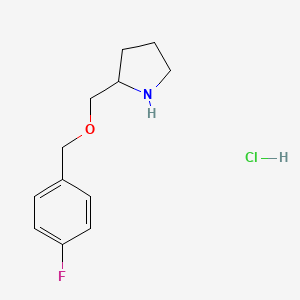 molecular formula C12H17ClFNO B7897767 2-(4-Fluoro-benzyloxymethyl)-pyrrolidine hydrochloride 
