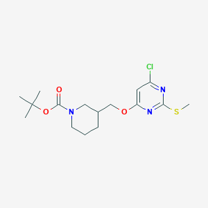 molecular formula C16H24ClN3O3S B7897958 3-(6-Chloro-2-methylsulfanyl-pyrimidin-4-yloxymethyl)-piperidine-1-carboxylic acid tert-butyl ester 
