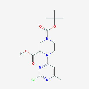 molecular formula C15H21ClN4O4 B7898016 4-(tert-Butoxycarbonyl)-1-(2-chloro-6-methylpyrimidin-4-yl)piperazine-2-carboxylic acid 
