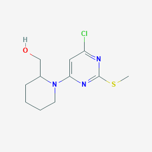molecular formula C11H16ClN3OS B7898064 [1-(6-Chloro-2-methylsulfanyl-pyrimidin-4-yl)-piperidin-2-yl]-methanol 
