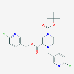 molecular formula C22H26Cl2N4O4 B7898117 1-tert-Butyl 3-((6-chloropyridin-3-yl)methyl) 4-((6-chloropyridin-3-yl)methyl)piperazine-1,3-dicarboxylate 