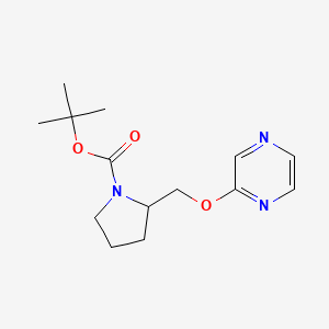 molecular formula C14H21N3O3 B7898178 2-(Pyrazin-2-yloxymethyl)-pyrrolidine-1-carboxylic acid tert-butyl ester 