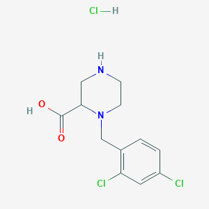 molecular formula C12H15Cl3N2O2 B7898231 1-(2,4-Dichloro-benzyl)-piperazine-2-carboxylic acid hydrochloride 