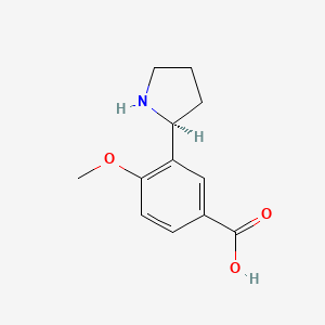 molecular formula C12H15NO3 B7898410 3-((2S)Pyrrolidin-2-YL)-4-methoxybenzoic acid 