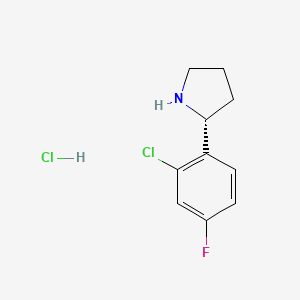 molecular formula C10H12Cl2FN B7898412 (R)-2-(2-chloro-4-fluorophenyl)pyrrolidine hydrochloride 