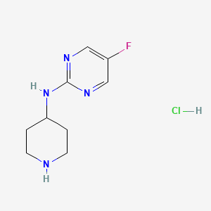 molecular formula C9H14ClFN4 B7898504 5-fluoro-N-(piperidin-4-yl)pyrimidin-2-amine hydrochloride 