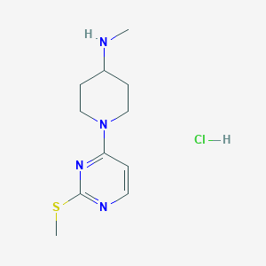 molecular formula C11H19ClN4S B7898592 Methyl-[1-(2-methylsulfanyl-pyrimidin-4-yl)-piperidin-4-yl]-amine hydrochloride 