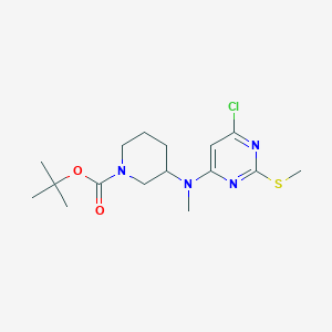 molecular formula C16H25ClN4O2S B7898607 3-[(6-Chloro-2-methylsulfanyl-pyrimidin-4-yl)-methyl-amino]-piperidine-1-carboxylic acid tert-butyl ester 