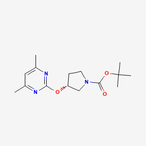 molecular formula C15H23N3O3 B7898621 (R)-3-(4,6-Dimethyl-pyrimidin-2-yloxy)-pyrrolidine-1-carboxylic acid tert-butyl ester 