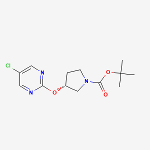 molecular formula C13H18ClN3O3 B7898628 (R)-3-(5-Chloro-pyrimidin-2-yloxy)-pyrrolidine-1-carboxylic acid tert-butyl ester 