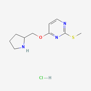molecular formula C10H16ClN3OS B7898631 2-Methylsulfanyl-4-(pyrrolidin-2-ylmethoxy)-pyrimidine hydrochloride 