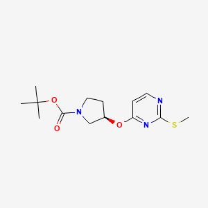 molecular formula C14H21N3O3S B7898638 (R)-3-(2-Methylsulfanyl-pyrimidin-4-yloxy)-pyrrolidine-1-carboxylic acid tert-butyl ester 