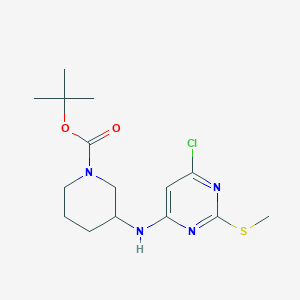 molecular formula C15H23ClN4O2S B7898673 tert-Butyl 3-((6-chloro-2-(methylthio)pyrimidin-4-yl)amino)piperidine-1-carboxylate 