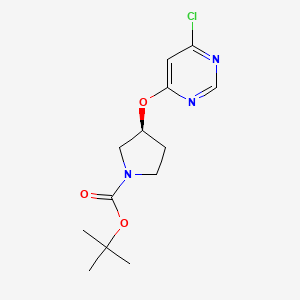 molecular formula C13H18ClN3O3 B7898858 (S)-3-(6-Chloro-pyrimidin-4-yloxy)-pyrrolidine-1-carboxylic acid tert-butyl ester 