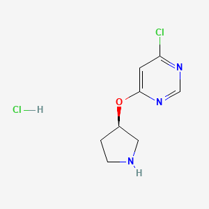 molecular formula C8H11Cl2N3O B7898859 4-Chloro-6-((R)-pyrrolidin-3-yloxy)-pyrimidine hydrochloride 