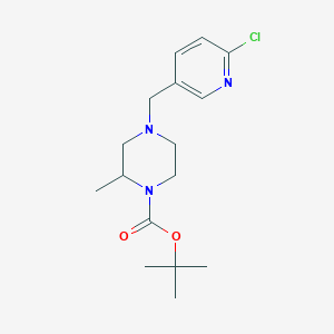 molecular formula C16H24ClN3O2 B7898973 tert-Butyl 4-((6-chloropyridin-3-yl)methyl)-2-methylpiperazine-1-carboxylate 