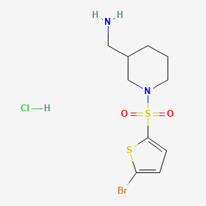 molecular formula C10H16BrClN2O2S2 B7898983 (1-((5-Bromothiophen-2-yl)sulfonyl)piperidin-3-yl)methanamine hydrochloride 