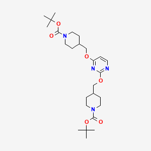 molecular formula C26H42N4O6 B7899003 Tert-butyl 4-((2-((1-(tert-butoxycarbonyl)piperidin-4-yl)methoxy)pyrimidin-4-yloxy)methyl)piperidine-1-carboxylate 