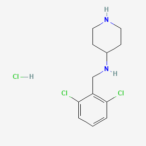 molecular formula C12H17Cl3N2 B7899079 (2,6-Dichloro-benzyl)-piperidin-4-yl-amine hydrochloride 