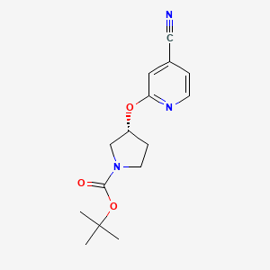 molecular formula C15H19N3O3 B7899127 (R)-3-(4-Cyano-pyridin-2-yloxy)-pyrrolidine-1-carboxylic acid tert-butyl ester 