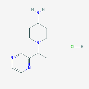 molecular formula C11H19ClN4 B7899180 1-(1-Pyrazin-2-yl-ethyl)-piperidin-4-ylamine hydrochloride 