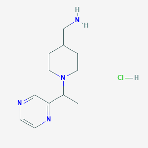 molecular formula C12H21ClN4 B7899185 (1-(1-(Pyrazin-2-yl)ethyl)piperidin-4-yl)methanamine hydrochloride 