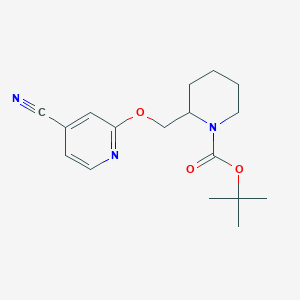 molecular formula C17H23N3O3 B7899189 2-(4-Cyano-pyridin-2-yloxymethyl)-piperidine-1-carboxylic acid tert-butyl ester 