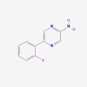 molecular formula C10H8FN3 B7899415 5-(2-Fluorophenyl)-2-pyrazinamine 