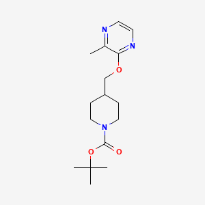molecular formula C16H25N3O3 B7899681 tert-Butyl 4-(((3-methylpyrazin-2-yl)oxy)methyl)piperidine-1-carboxylate 