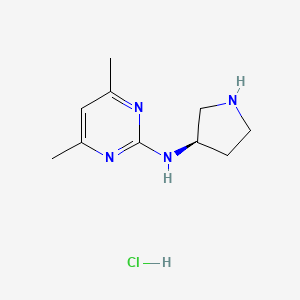molecular formula C10H17ClN4 B7899738 (R)-4,6-Dimethyl-N-(pyrrolidin-3-yl)pyrimidin-2-amine hydrochloride 