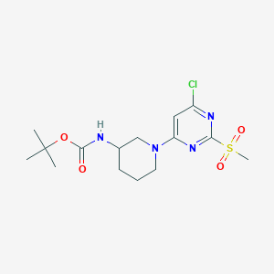 molecular formula C15H23ClN4O4S B7899796 [1-(6-Chloro-2-methanesulfonyl-pyrimidin-4-yl)-piperidin-3-yl]-carbamic acid tert-butyl ester 