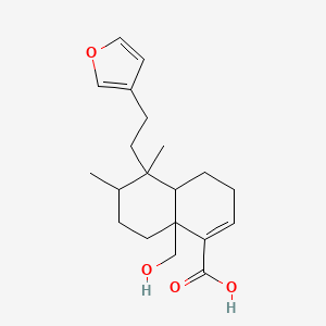 molecular formula C20H28O4 B7899879 5-[2-(Furan-3-YL)ethyl]-8A-(hydroxymethyl)-5,6-dimethyl-3,4,4A,6,7,8-hexahydronaphthalene-1-carboxylic acid 