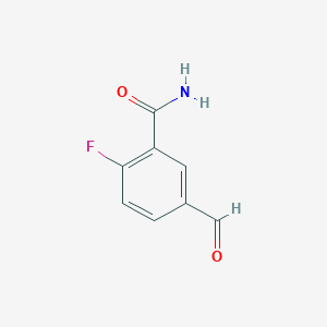 molecular formula C8H6FNO2 B7899980 2-Fluoro-5-formylbenzamide 