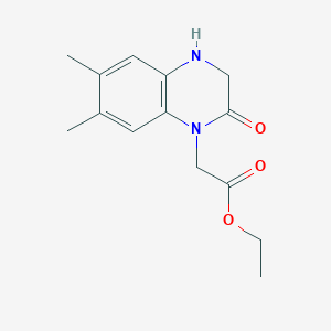 molecular formula C14H18N2O3 B7900878 Ethyl 2-(6,7-dimethyl-2-oxo-1,2,3,4-tetrahydroquinoxalin-1-yl)acetate 