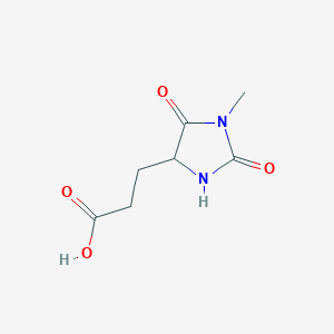 molecular formula C7H10N2O4 B7901458 3-(1-Methyl-2,5-dioxoimidazolidin-4-yl)propanoic acid 